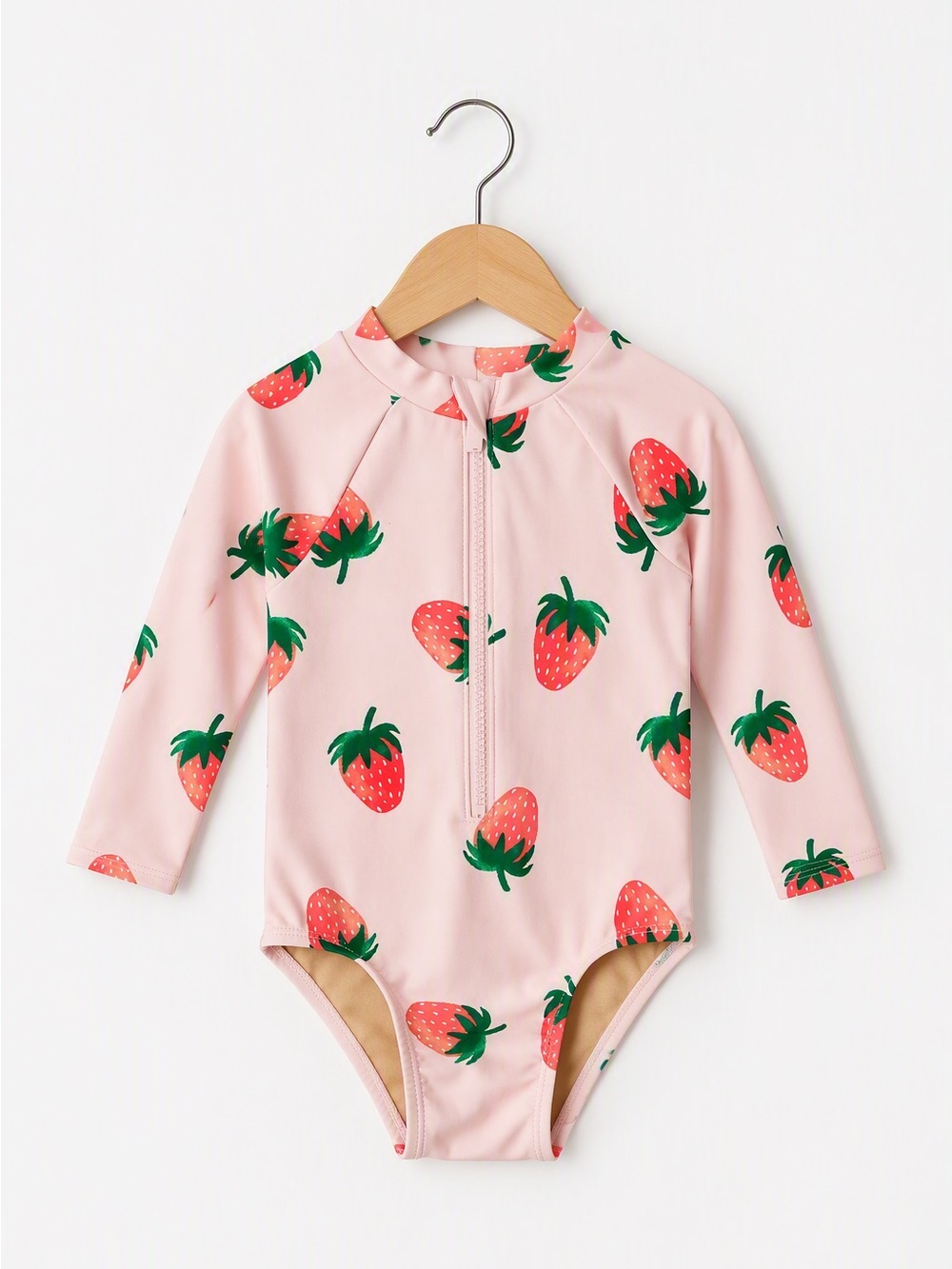 5/15$ Old Navy Pink Strawberry Long Sleeve Rashguard Swimsuit 12-18M Toddler